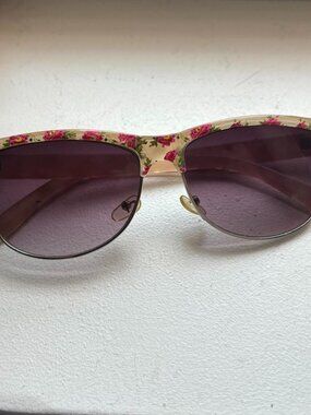 Half Frame Floral Sunglasses